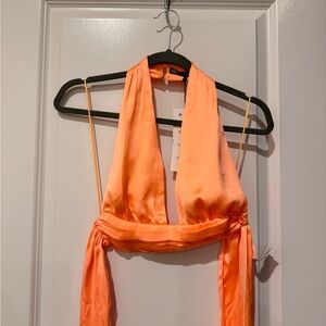 Zara orange tie top